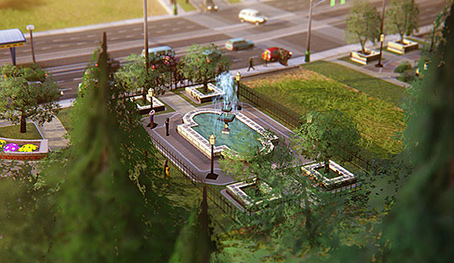 Oplocené náměstíčko s fontánou