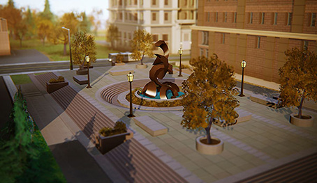 Velká zahrada s plastikou