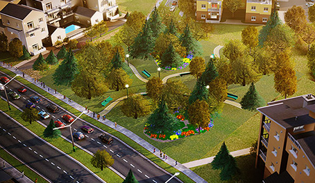 Velký park se stezkami