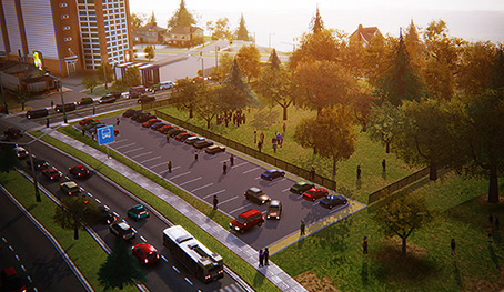 Střední hřiště s parkovištěm